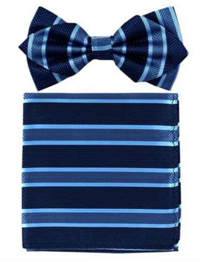 Mens Formal - Wedding Bowtie - Prom Navy Stripe Bowtie