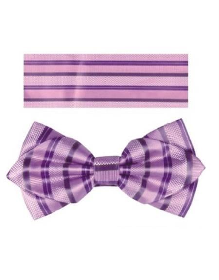 Mens Formal - Wedding Bowtie - Prom Lavender Stripe Bowtie