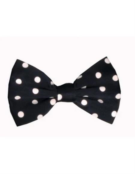 Mens Formal - Wedding Bowtie - Prom Black and White Polka Dot Bowtie