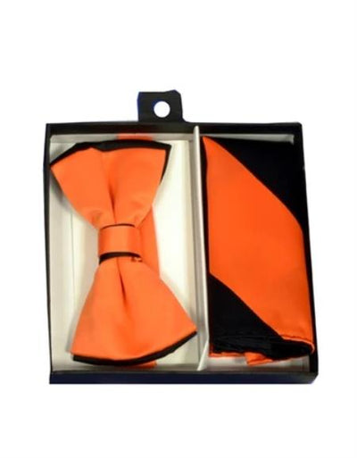 Mens Formal - Wedding Bowtie - Prom Orange and Black Bowtie