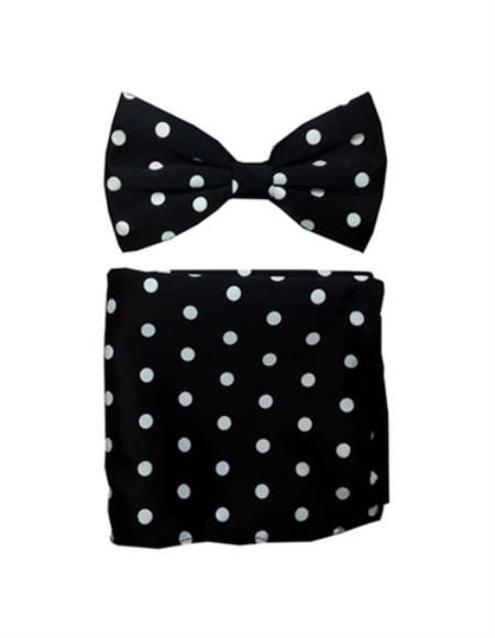 Mens Formal - Wedding Bowtie - Prom Black and White Polka Bowtie