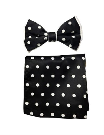 Mens Formal - Wedding Bowtie - Prom Black and White Polka Bowtie