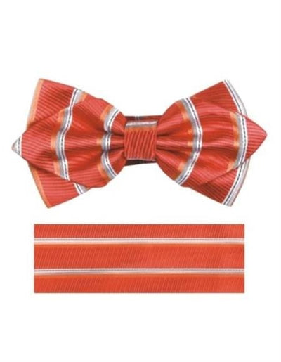 Mens Formal - Wedding Bowtie - Prom Orange and White Bowtie