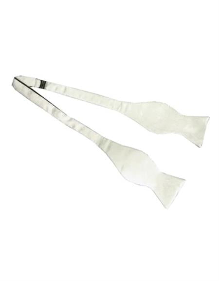 Mens Formal - Wedding Bowtie - Prom White Self-Tie Bowtie