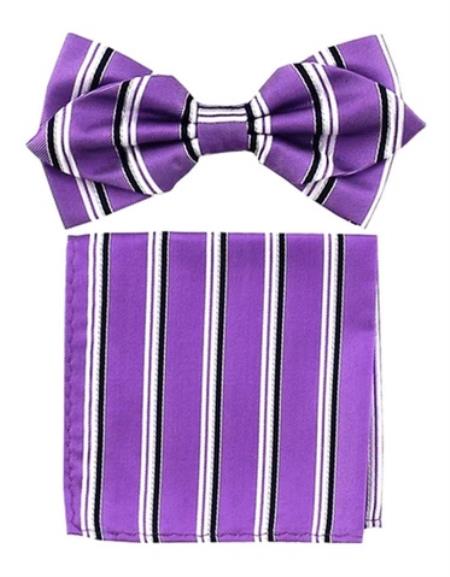 Mens Formal - Wedding Bowtie - Prom Lilac Stripe Bowtie