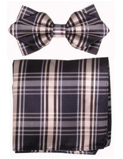 Mens Formal - Wedding Bowtie - Prom Black Plaid Bowtie