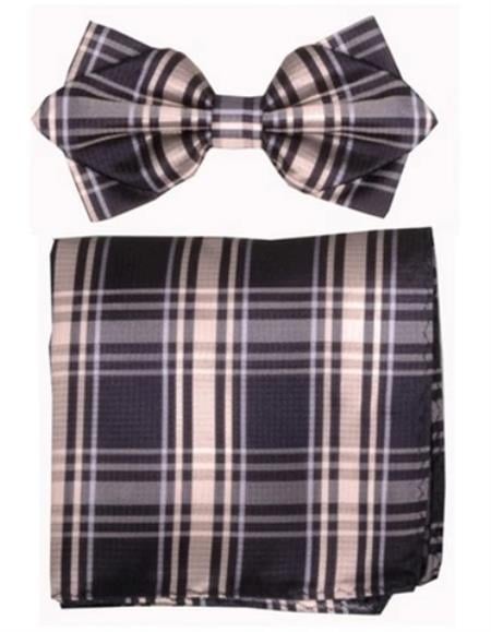 Mens Formal - Wedding Bowtie - Prom Black Plaid Bowtie