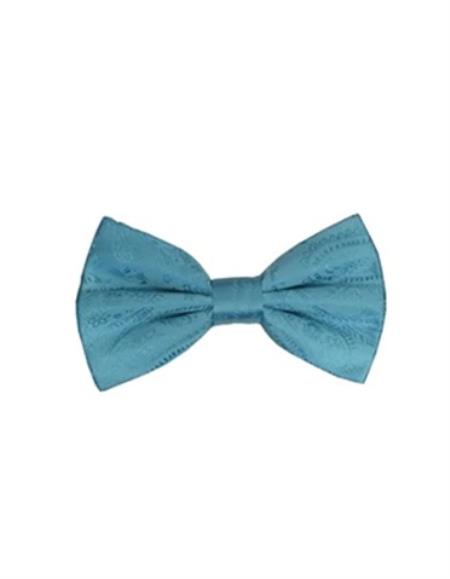 Mens Formal - Wedding Bowtie - Prom Aqua Paisley Bowtie