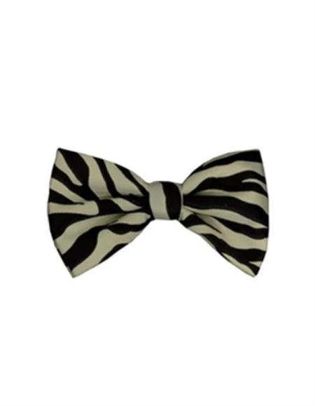 Mens Formal - Wedding Bowtie - Prom Ivory Animal Print Bowtie