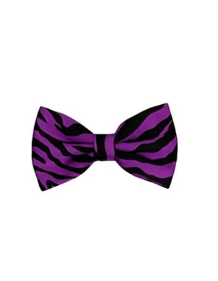 Mens Formal - Wedding Bowtie - Prom Purple Animal Print Bowtie
