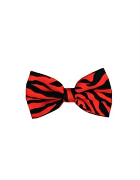 Mens Formal - Wedding Bowtie - Prom Red Animal Print Bowtie