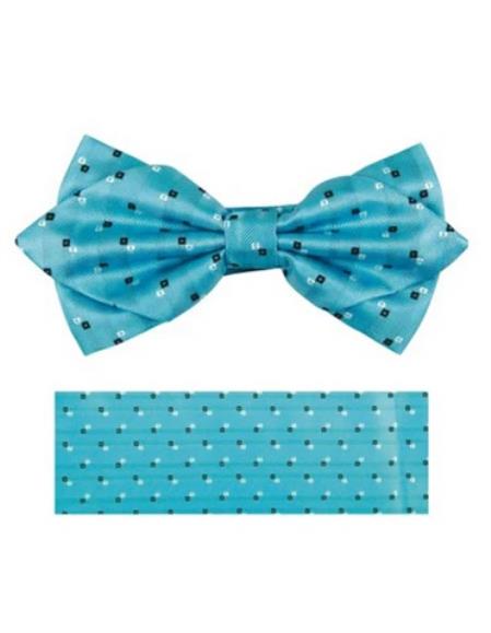 Mens Formal - Wedding Bowtie - Prom Aqua Dot Bowtie