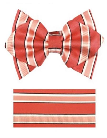 Mens Formal - Wedding Bowtie - Prom Melon Stripe Bowtie