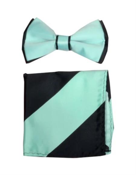 Mens Formal - Wedding Bowtie - Prom Mint Green and Black Bowtie