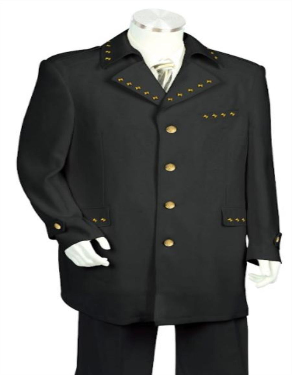 Black Suit with Gold Buttons - 4 Button Style