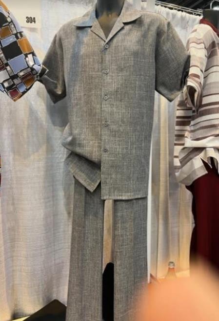 Mens Walking Suit - Casual Shirt and Pants - Grey