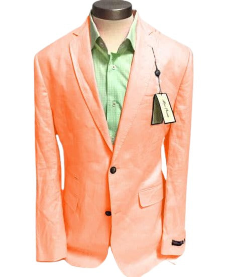 Mens Linen Blazer - Coral Linen Sport Coat - Summer Blazer