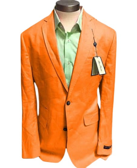 Mens Linen Blazer - Orange Linen Sport Coat - Summer Blazer