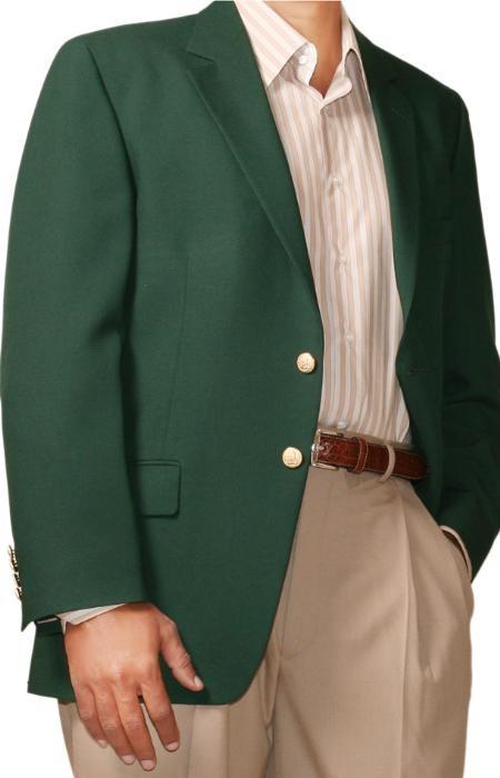 Men's Kelly Green Blazer Sport Coat Augusta 36 Short Augusta Green