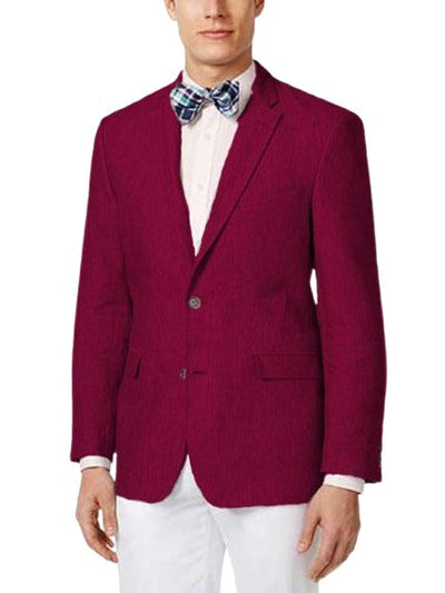 Mens Linen Blazer - Burgundy Linen Sport Coat - Summer Blazer
