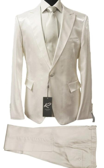 Rossiman White Sateen Suit - High-Shine Finish