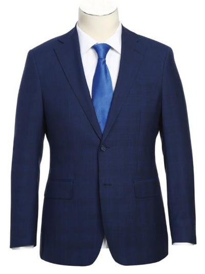 SKU#JA61611 Plaid Suit - Mens Windowpane Suit By English Laundry Designer Brand - Midnight Blue