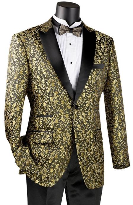 Paisley Blazer - Gold Tuxedo - Dinner Jacket - Prom Tuxedo