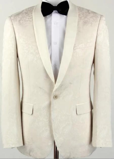 Ivory Dinner Jacket - Ivory Blazer - Cream Paisley Wedding Tuxedo Jacket