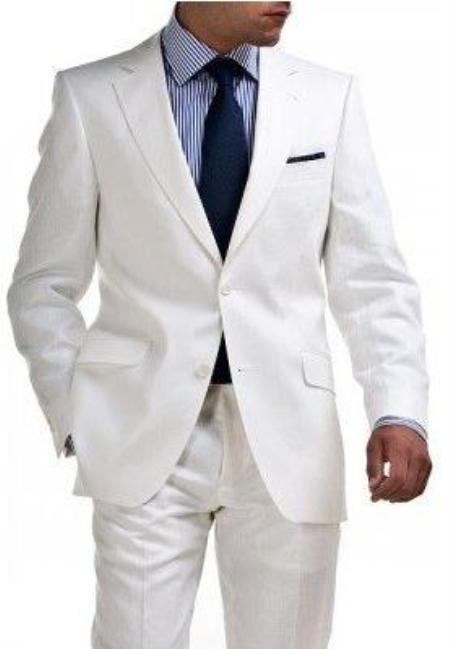 White Big and Tall Linen Suit
