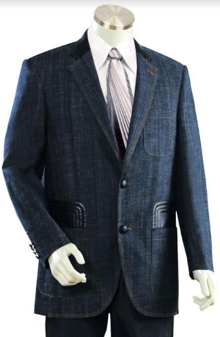 Mens Big and Tall Denim Suit - Midnight Blue