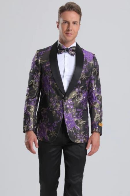 Mens Purple Blazer - Floral Blazer