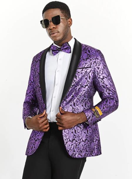 Mens Purple Blazer - Floral Blazer