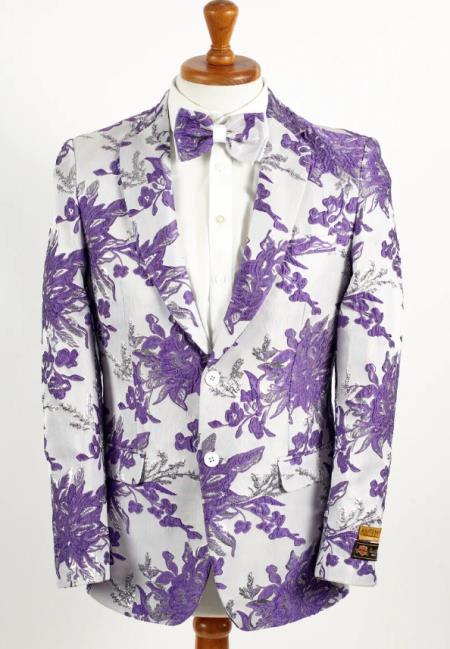 Mens Purple Blazer - Floral Blazer