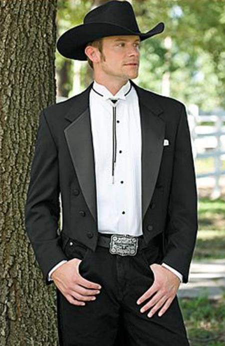 Mens Western Cowboy Tail Tuxedo in Black