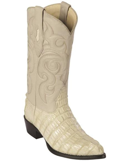 Winter White Caiman Tail J-Toe Western Boots