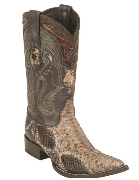 Pointy Snake Skin Boots Rustic Brown