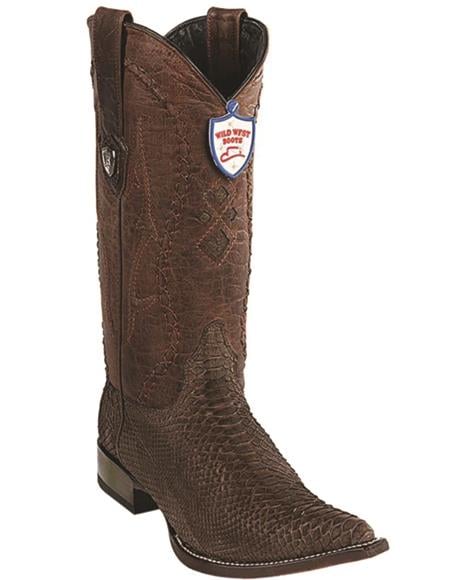 Pointy Snake Skin Boots Brown