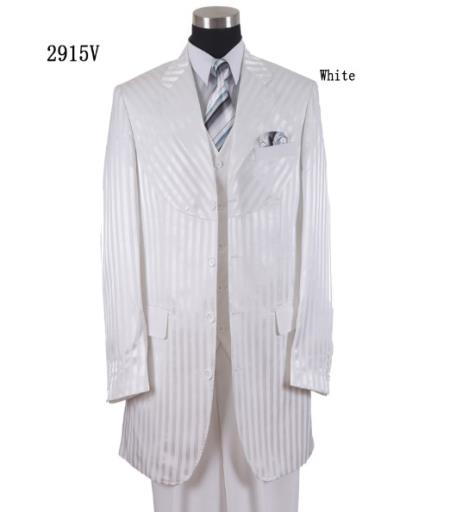 Tone on Tone - Shiny Fabric Zoot Suit - White