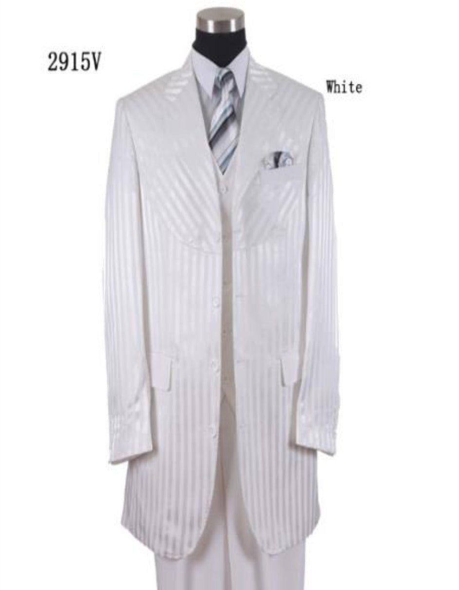 Tone On Tone Shiny White Suit - MensItaly