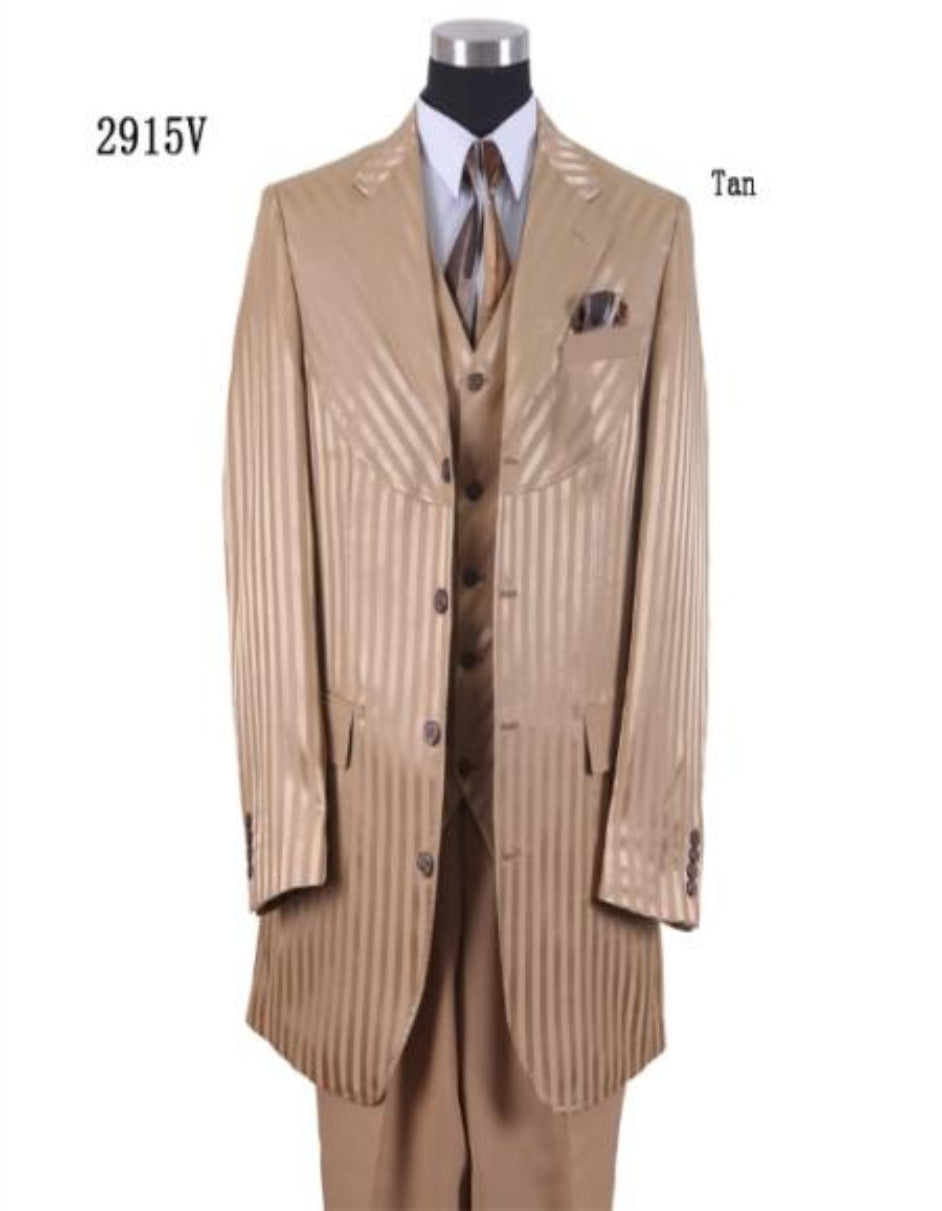 Tone On Tone Shiny Fabric Tan Suit