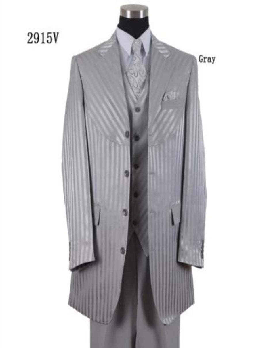 Tone On Tone Shiny Gray Suit-Modern Appeal