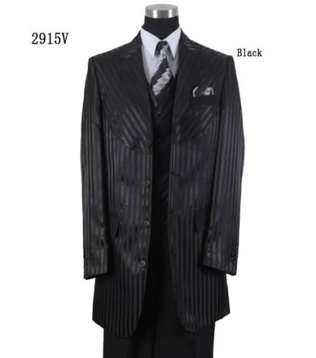Tone on Tone - Shiny Fabric Zoot Suit - Black