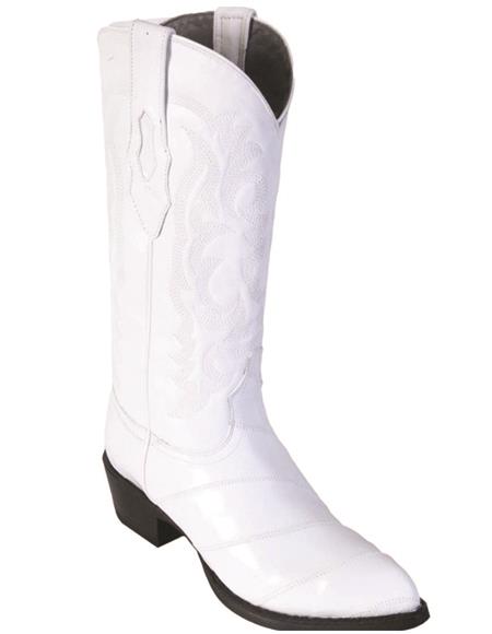 Los Altos Men White Genuine Western Cowboy Boot J-Toe