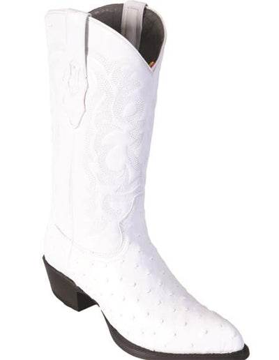 Los Altos Men White Genuine Full Quill Ostrich Western Cowboy Boot J-Toe