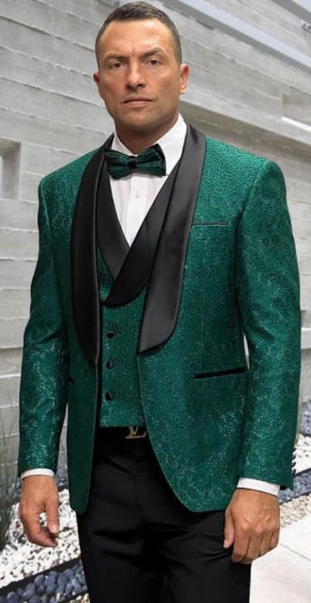 Mens Stylish Hunter Green Textured Pattern Modern Fit Suit Mens Stylish Hunter Green Textured Pattern Modern Fit Suit