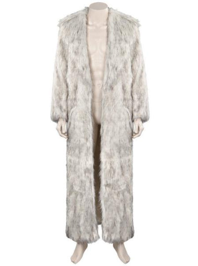 Men's White Long Fur Coat Outfit