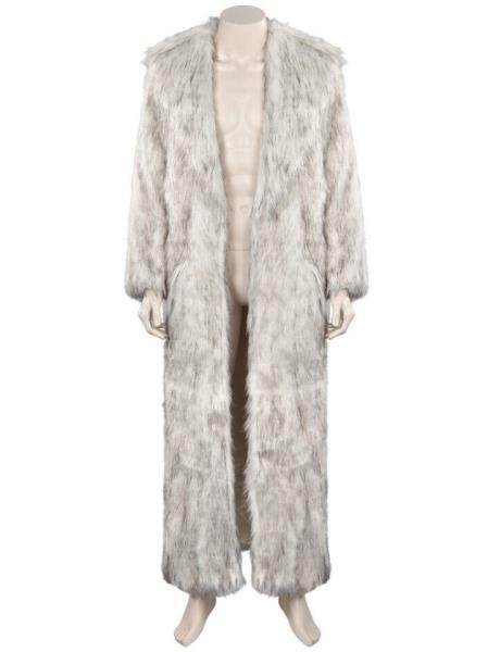 Men's White Long Fur Coat Outfit
