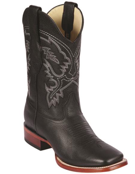 Men's Square Toe Cowboy Boots Black