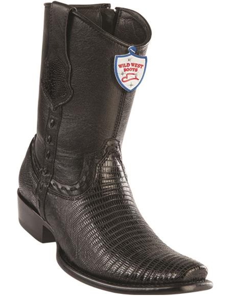 Mens Genuine Leather Lizard Skin Dubai Toe Short Boots Color Black