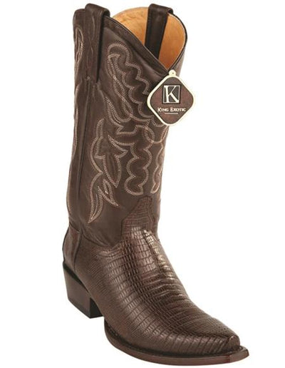 Mens Lizard Snip Toe Western Boots Brown